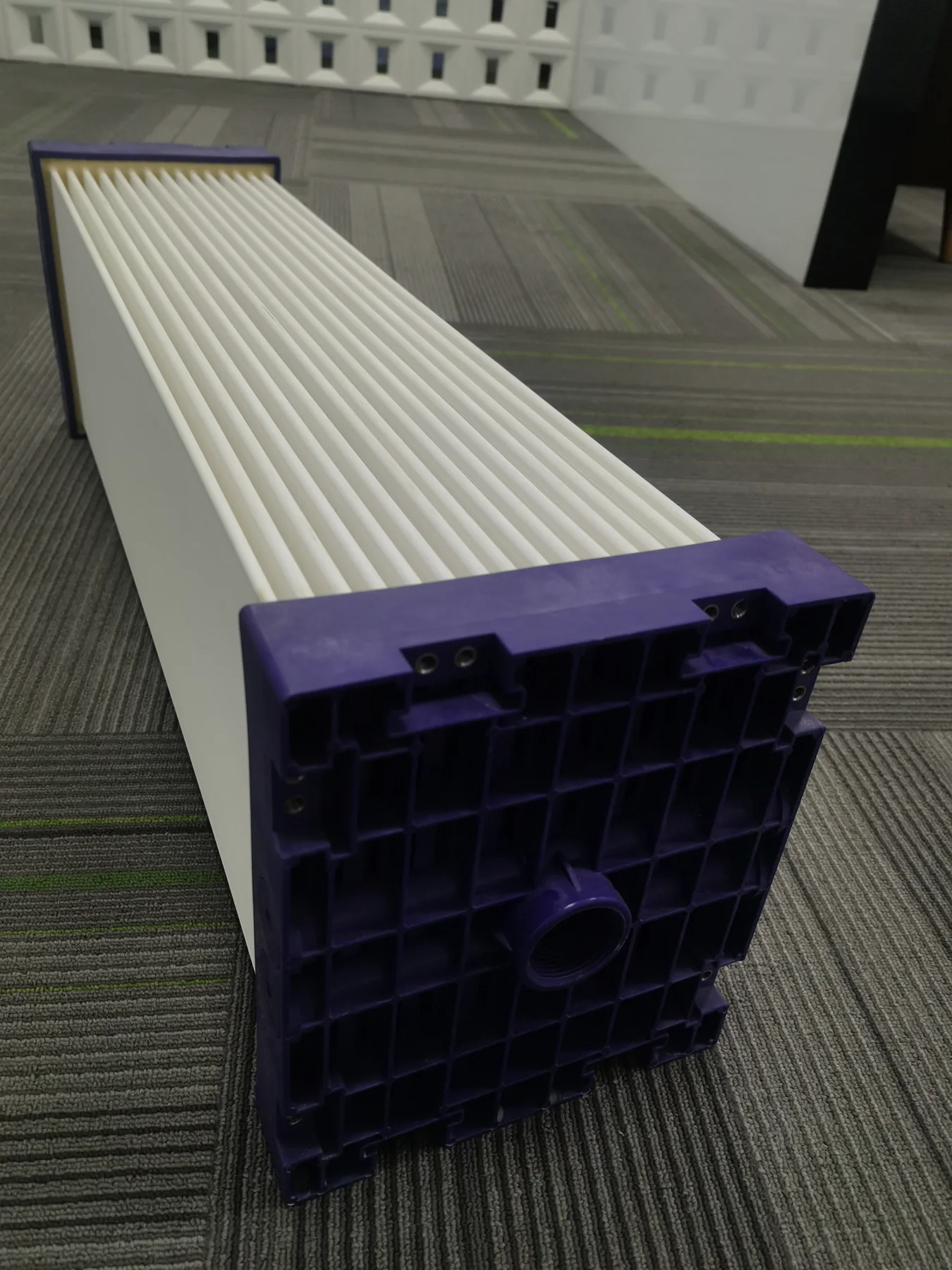 Full ceramic flat sheet membrane module with white plates and purple end frame